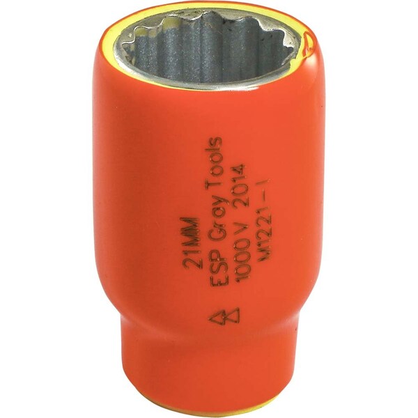Gray Tools 21mm X 1/2" Drive, 12 Point Standard Length, 1000V Insulated M1221-I - main